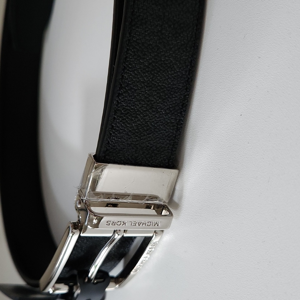 Michael Kors Monogram Belt – Black/Grey Logo, 38” | NWT